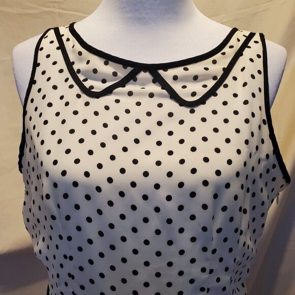 Lauren Conrad Polka-Dot Swoop Neck Midi Dress SZ Medium - Picture 2 of 9